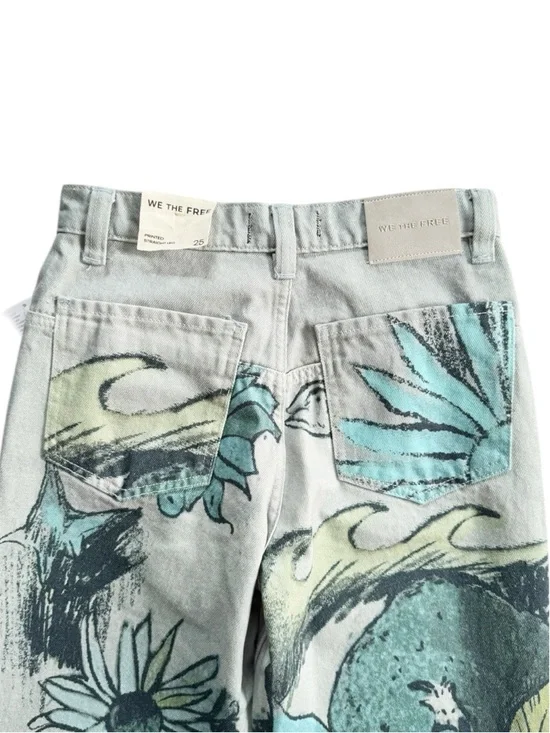 Free People We The Free Tinsley Printed Jeans in Sea Shore Combo | 25 NWT - Picture 7 of 12
